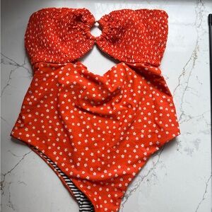 Free People x Rove Orange Floral One Piece Swimsuit